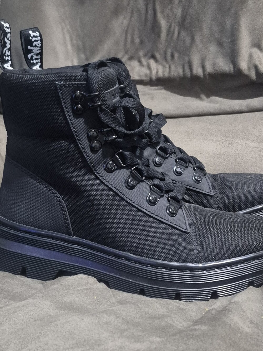 Dr. Martens Combs W Black Canvas Lace Up Combat Boots Women's US 6 EU 37 - Picture 3 of 8